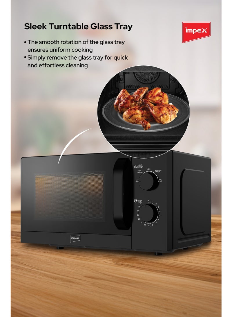 Impex 20L Microwave Oven (MO 8101A) – 700W Power, 5 Cooking Levels with Defrost, 35 Min Timer, 255mm Turntable Glass Tray, Pull Handle, Compact Design, 220-240V 20 L 700 W MO 8101A Black & Stainless Steel Electric Kettle With Triple Thermostat And Heat Resistant Handle 1.8 L 1500 W 1803 Silver Bundle - Image 5